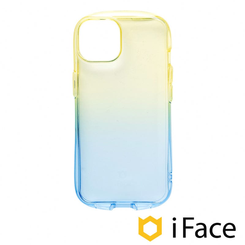 日本 iFace iPhone 14 Look in Clear Lolly 抗衝擊透色糖果保護殼 - 藍寶檸檬色