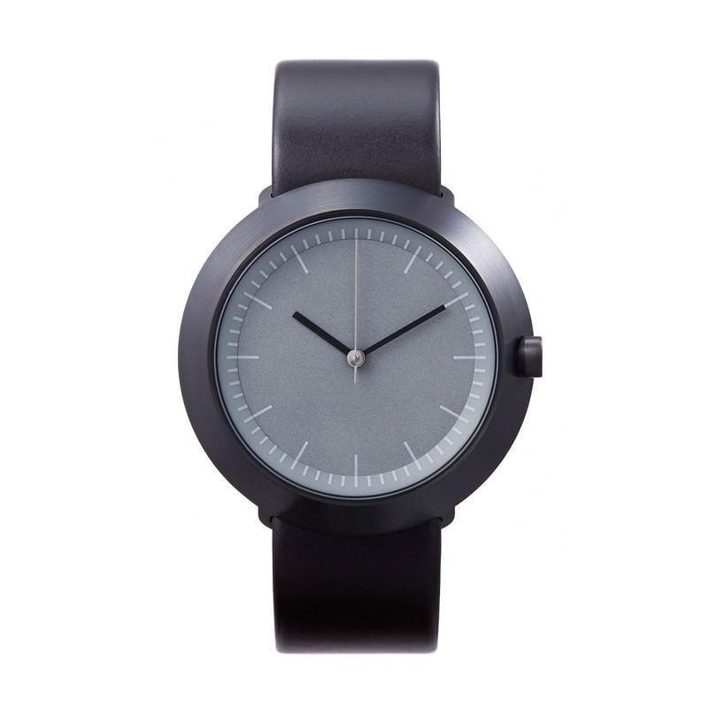 日本設計 真皮腕錶 - FUJI富士大錶面系列 02 - 黑