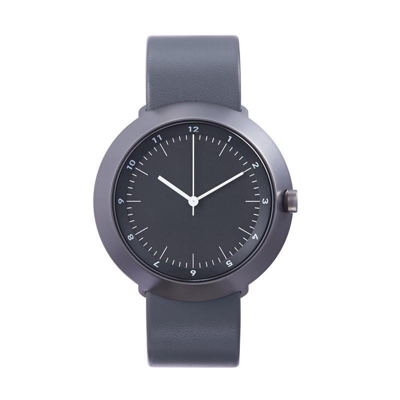日本設計 真皮腕錶 - FUJI富士大錶面系列 03 - 灰