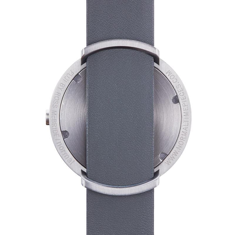 FUJI富士系列 真皮43mm銀錶面 - 灰x銀