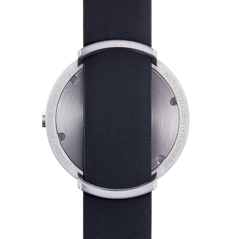 FUJI富士系列 真皮43mm銀錶面 - 黑x銀