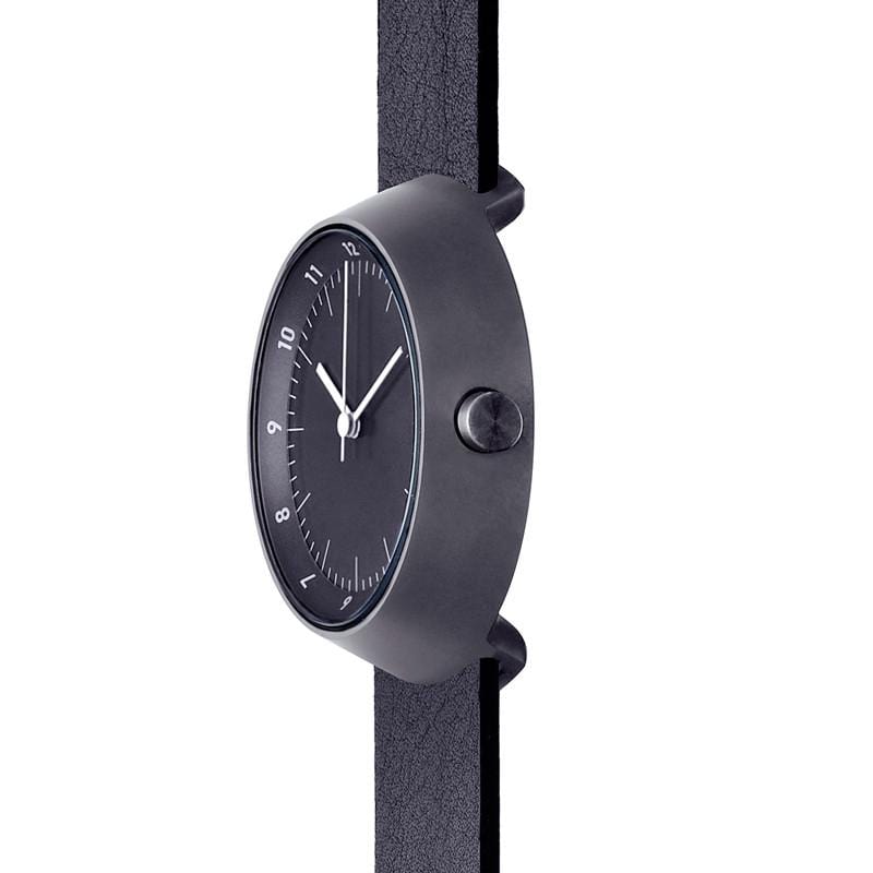 FUJI富士系列 真皮43mm黑錶面 - 黑x銀