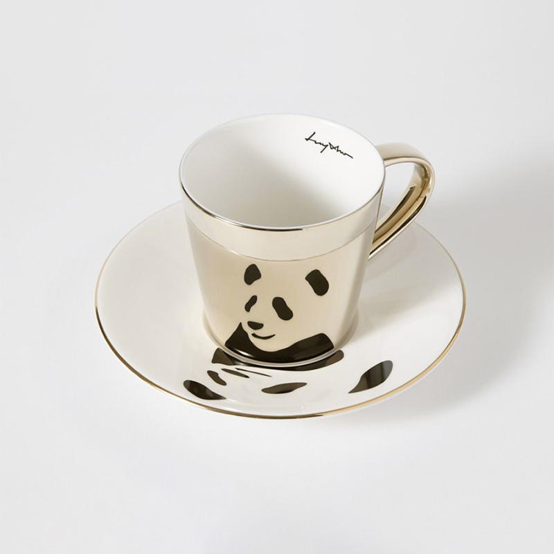 鏡面倒影動物圖案咖啡杯-熊貓