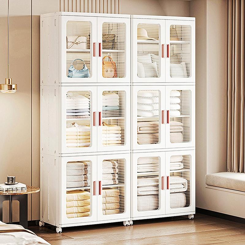 65面寬-新式摺疊雙門3層收納櫃-特大號 兩色 009071