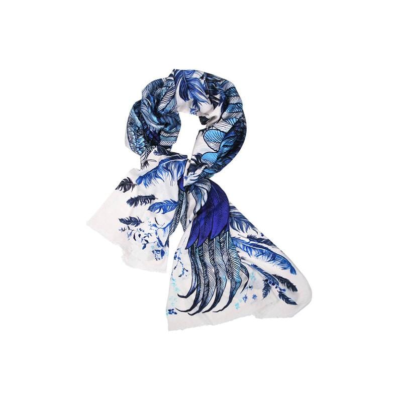 喀什米爾手工鳥羽披巾 - 天藍BLUE