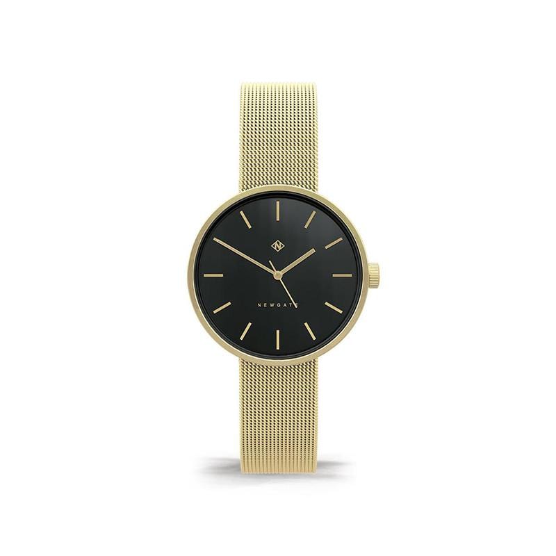 ATOM-時尚金-黑色錶面-不鏽鋼米蘭帶-32mm