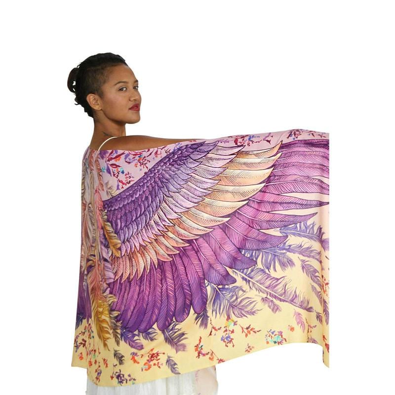 喀什米爾手工鳥羽披巾 - 粉紫BLUSH