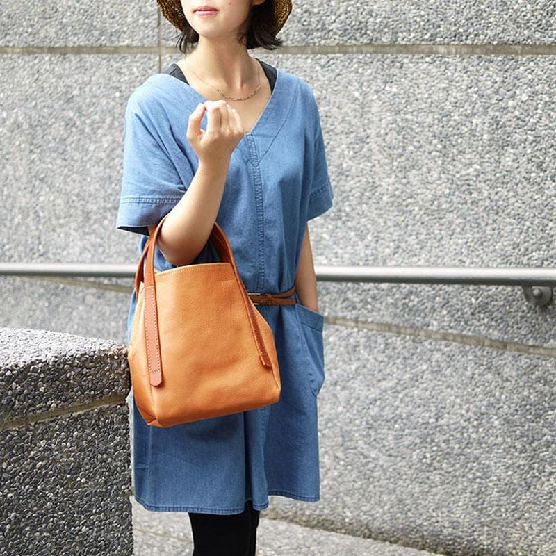 日本手工植鞣革 輕巧柔軟手提包  - 兩色