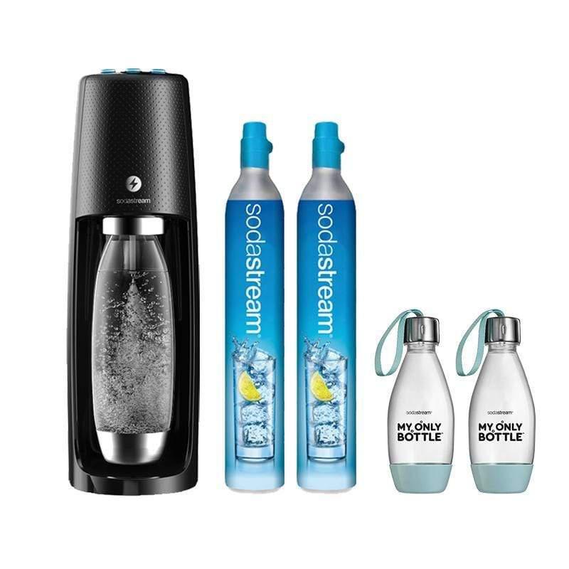 【超值全配組】電動式氣泡水機Spirit One Touch (鋼瓶x2+1L水瓶x1+好好帶水瓶(藍)x2) 黑色