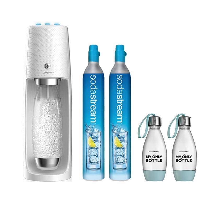 【超值全配組】電動式氣泡水機Spirit One Touch (鋼瓶x2+1L水瓶x1+好好帶水瓶(藍)x2) 白色