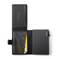 【Slide】Mini Wallet 防盜刷真皮科技卡夾 黑色