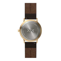 Tube ｜北歐工業齒輪設計真皮腕錶 (40mm, 黃銅金x淨白錶盤咖啡皮革錶帶
