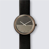 丹麥霍伊經典原木手錶－咖啡錶帶 (共三色錶盤) - 藍色、金色、黑色