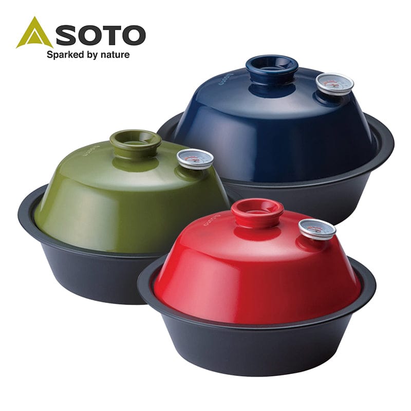 日本SOTO 陶瓷煙燻烤爐 / 煙燻鍋 【內附溫度計】藍色/紅色/綠色