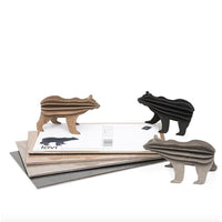 3D立體拼圖樺木明信片|擺飾|禮物 - 棕/黑熊 (13.5cm/明信片包裝)