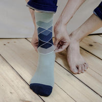 紳士四季襪 / 完美比例菱格紋 - 哥倫比亞藍及普魯士藍 / Polygiene®消臭抑菌