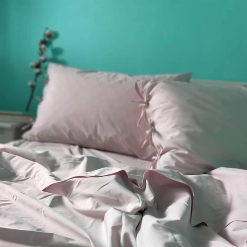 雙人石英粉100%有機棉標準床包枕套組
