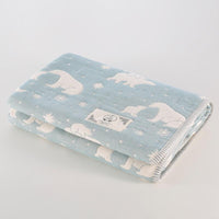 日本製三河木綿-加厚款六重紗布被－親子北極熊（M號）