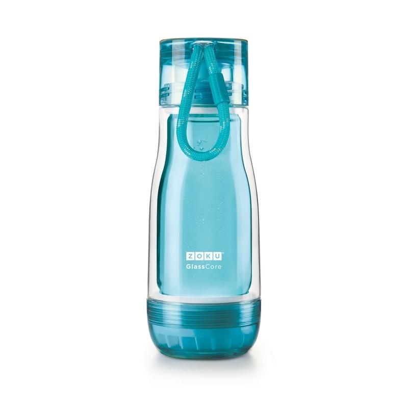繽紛玻璃雙層隨身瓶(355ml) - 淺藍色