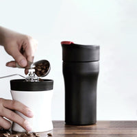 雙入組-便攜法壓保溫咖啡杯16oz(黑)+12oz(共4色)