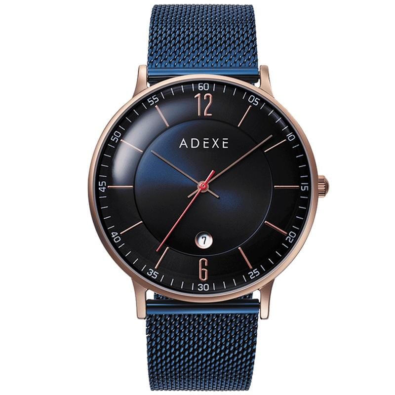 MAC日期顯示系列 藍錶盤x玫瑰金錶框米蘭錶帶40.5mm -2046B-06