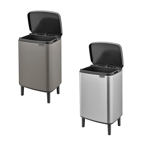 BO WASTE BIN 高腳環保掀蓋式垃圾桶-12L(煤灰褐/不鏽鋼)