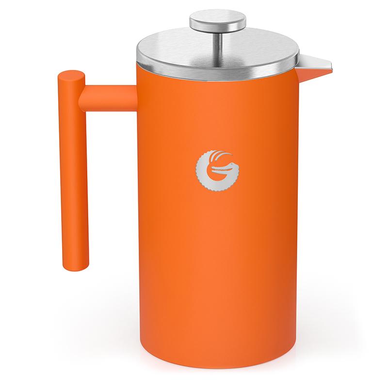 French Press不鏽鋼法式濾壓咖啡壺 - 亮橘