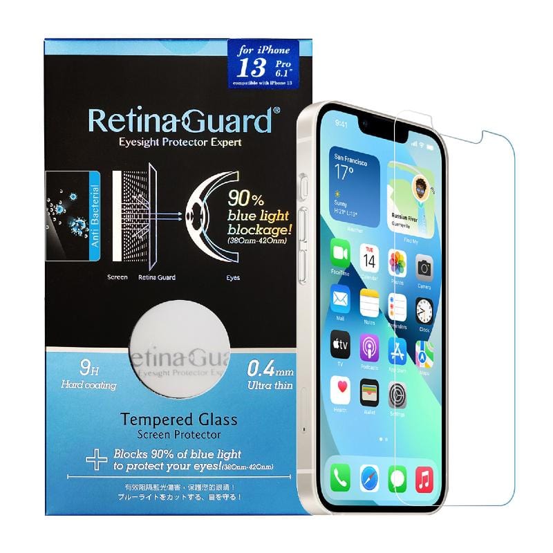 鋼化玻璃抗菌防藍光保護貼 - iPhone 13 / 13 Pro (6.1")