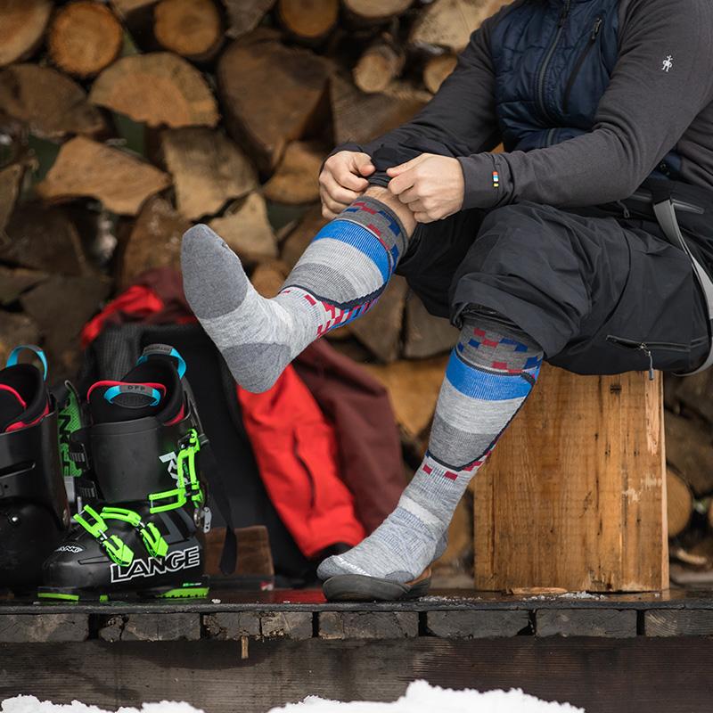 PhD滑雪中級減震印花 高筒羊毛襪( 2色可選)