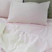特大_寫一首情詩100%有機棉雙人特大床包枕套組_石英粉紅與奶油棕