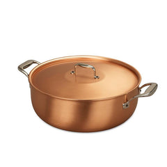 FALK - 紅銅燉鍋24cm[含鍋蓋超值組]-湯鍋/炒鍋/醬汁鍋-兩款可選
