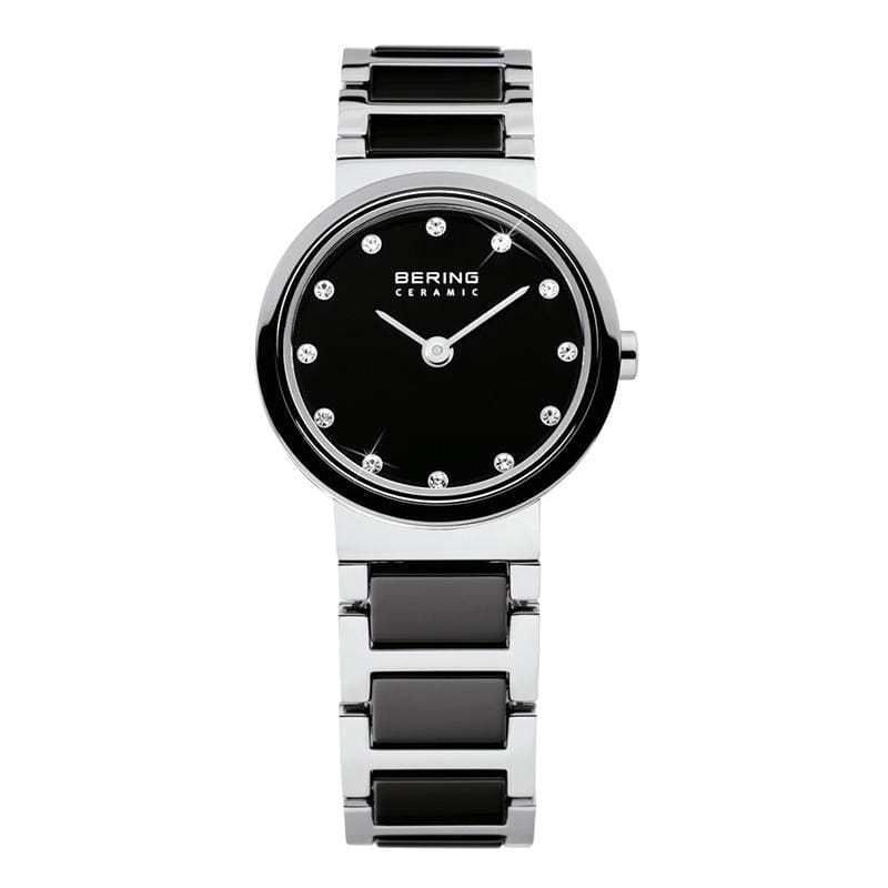 晶鑽刻度陶瓷錶系列 黑x銀色手錶25mm  10725-742