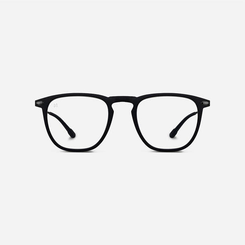 抗藍光時尚造型平光閱讀眼鏡-鏡腳便攜款（矩形-霧黑色）