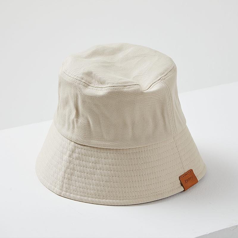 韓版純色遮陽漁夫帽 - 米色
