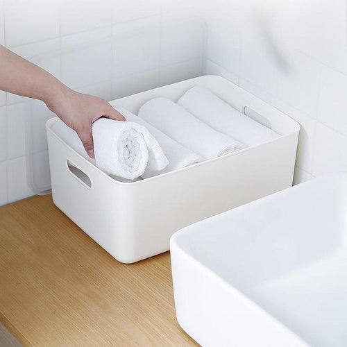 無印風霧面附蓋把手收納盒-M-3入