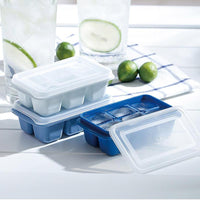 防異味密封式6格製冰盒附蓋(莫蘭迪藍3色)-9入