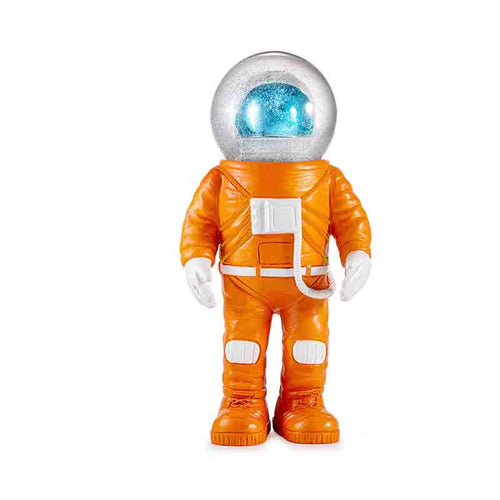 太空人水晶球擺飾（電鍍藍面罩-橘色大）