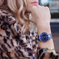 MAC日期顯示系列 藍錶盤x玫瑰金錶框米蘭錶帶40.5mm -2046B-06