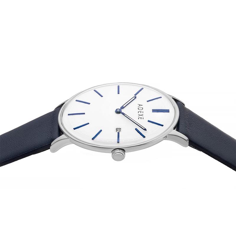 Meek日期顯示系列 白錶盤x銀錶框皮革錶帶40.5mm -2046A-02