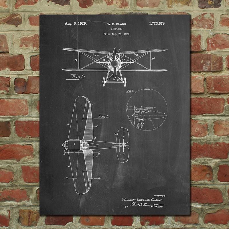 偉大發明藝術掛畫 - 復古飛機