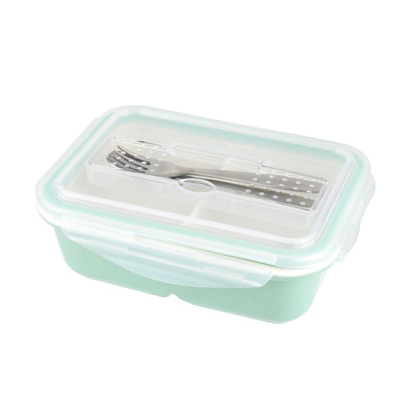 樂瓷系列_陶瓷保鮮盒長形附餐具2格845ML(三色可選)