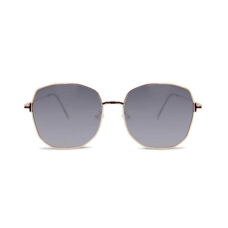 天鵝湖的合光稜鏡│雪酪灰勾勒幾何典雅金框墨鏡/UV400太陽眼鏡