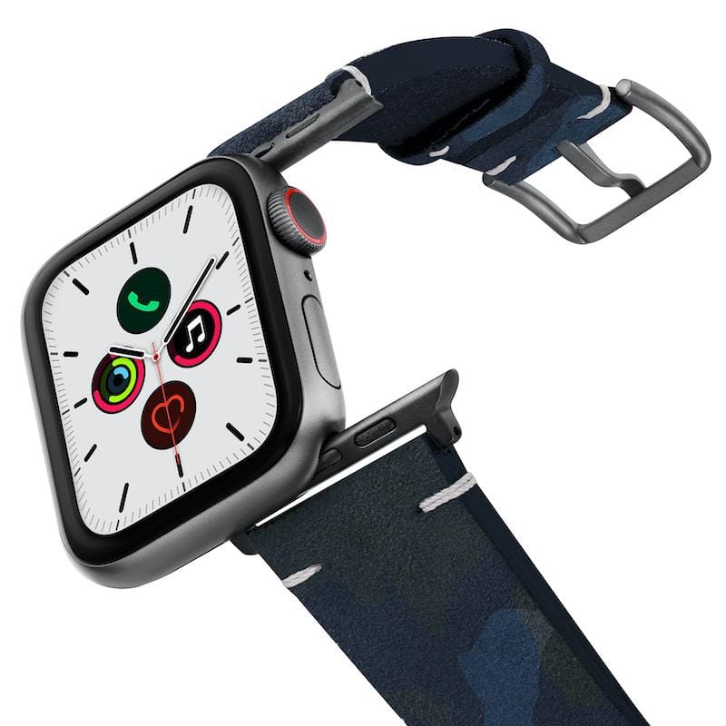 Apple Watch 義大利手工 絨面小牛皮革錶帶 - 迷彩藍