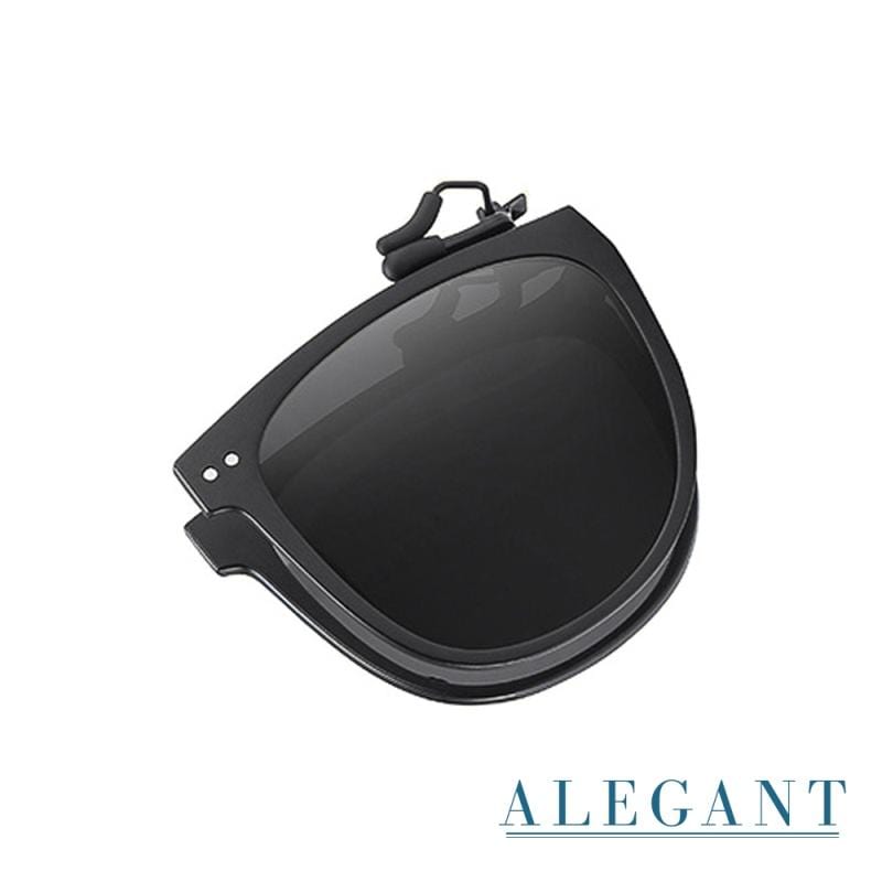 水磨梣木黑時尚大框可掀折疊夾式寶麗來偏光太陽眼鏡/UV400墨鏡/上掀夾片/外掛夾式鏡片/摺疊前掛眼鏡