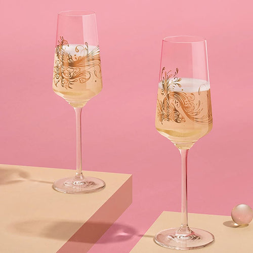 輕柔相遇系列-孔雀與錦鯉 PROSECCO 香檳氣泡酒對杯 / 233ml