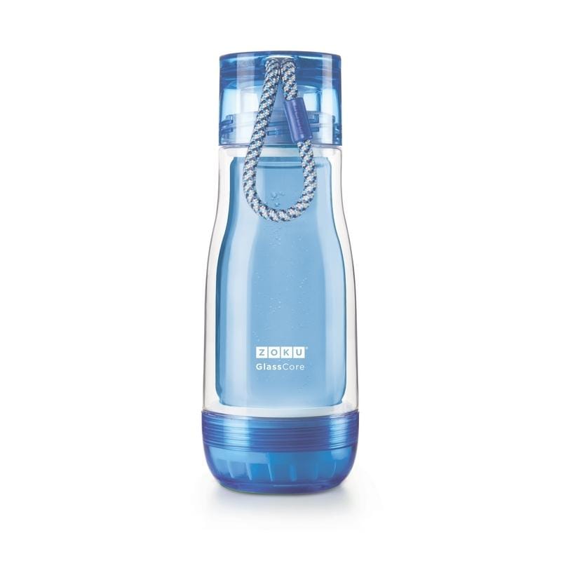 繽紛玻璃雙層隨身瓶(355ml) - 藍色