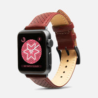 Apple Watch 網眼皮革錶帶 - 酒紅