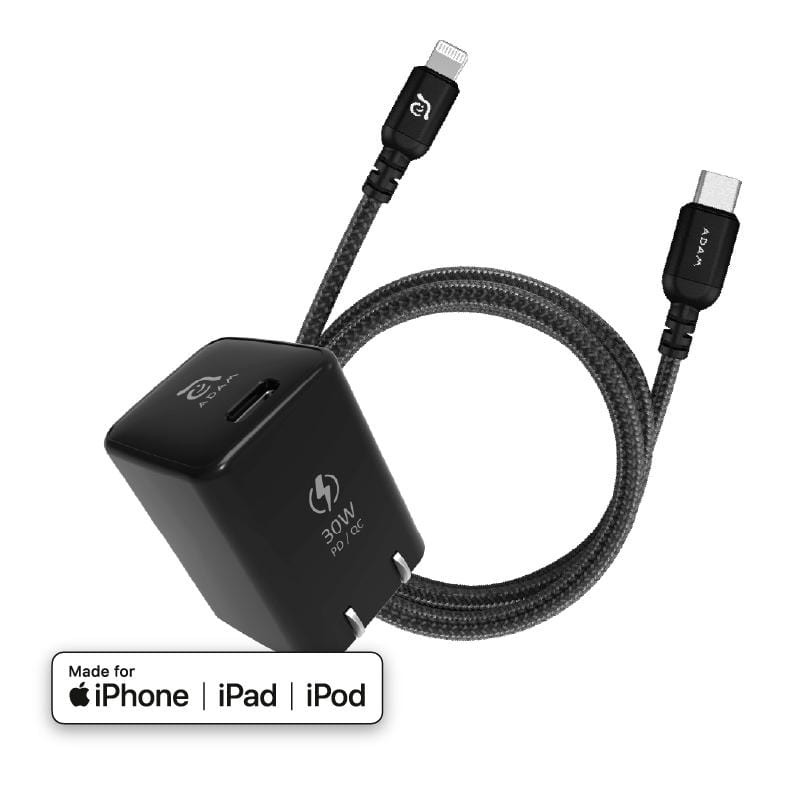 -iPhone Lightning 快充- OMNIA X3 USB-C PD / QC 3.0 30W 快充電源供應器 + PeAk II C120B 傳輸線