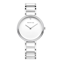 閃耀晶鑽簡單錶面陶瓷系列 銀白手錶34mm  30534-754