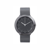日本設計 真皮腕錶 - FUJI富士大錶面系列 03 - 灰 X 黑